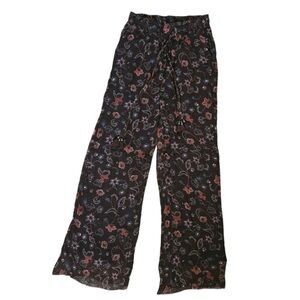 Sundance Floral Brown Wide-Leg Pants, crepe